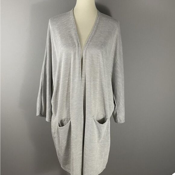NEW Anthropologie DONNI. Light Gray Open Cardigan OSFA PLUS - Picture 1 of 5